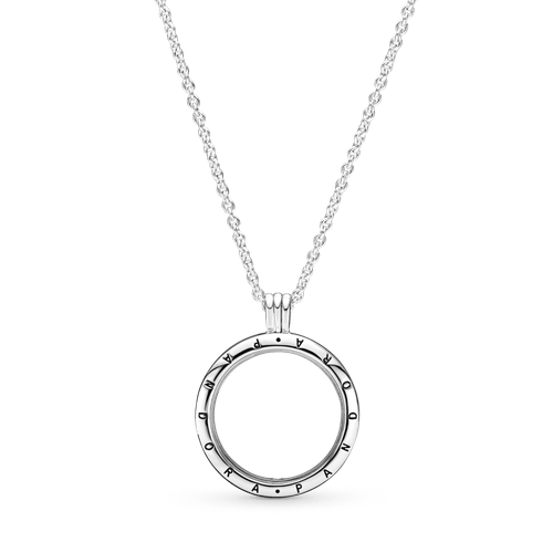 Collar Medallón Flotante Grande Pandora con logotipo