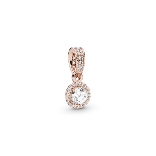 Dije Con Halo Redondo Brillante Recubrimiento en Oro Rosa de 14k