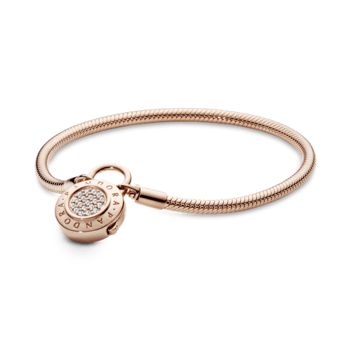 Brazalete De Cadena De Serpiente Con Broche De Candado De Pave Pandora Moment