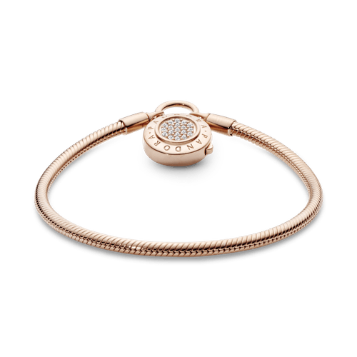 Brazalete De Cadena De Serpiente Con Broche De Candado De Pave Pandora Moment