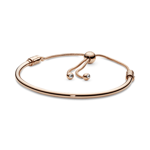 Brazalete deslizante Tallo de flor Recubrimiento en Oro Rosa de 14k