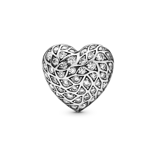 Arete de botón Corazón sencillo con patrón resplandeciente