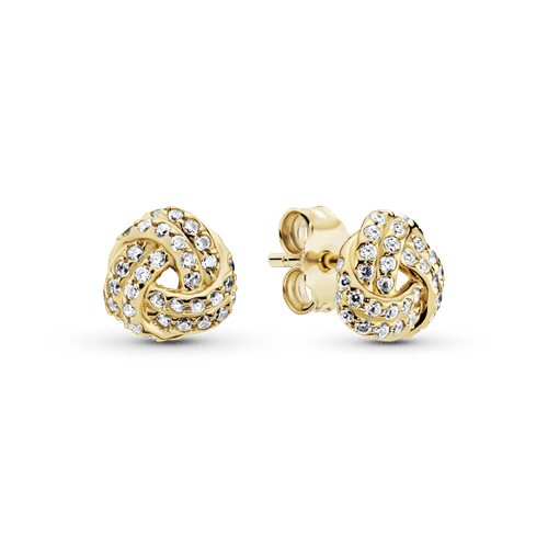 Aretes de botón Nudo reluciente Recubrimiento de Oro de 14k