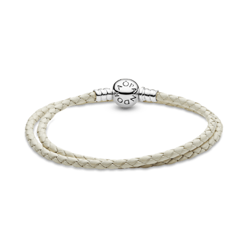 Brazalete en Cuero Trenzado Doble con Cierre Pandora