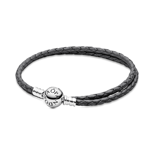 Brazalete Moments En Cuero Trenzado Rojo Doble