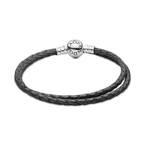 Brazalete Moments En Cuero Trenzado Rojo Doble