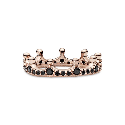 Anillo Corona Reluciente Con Piedras Negras