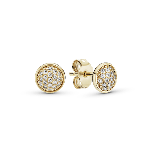 Aretes de botón decorados con pavé Oro 14K