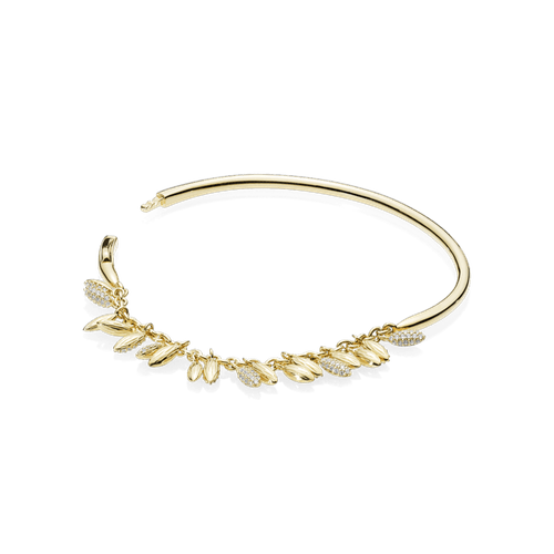 Brazalete Granos Flotantes Recubrimiento Oro De 14K