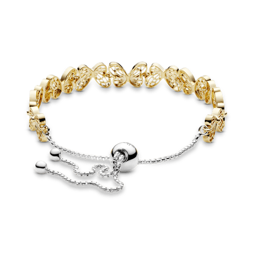 Brazalete Recubrimiento en Oro de 14k deslizante Mariposa calada