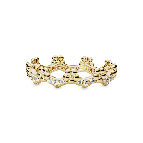 Anillo Corona De Flores Recubrimiento en Oro de 14k