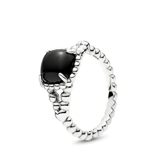 Anillo de plata espíritu vibrante con cristal negro