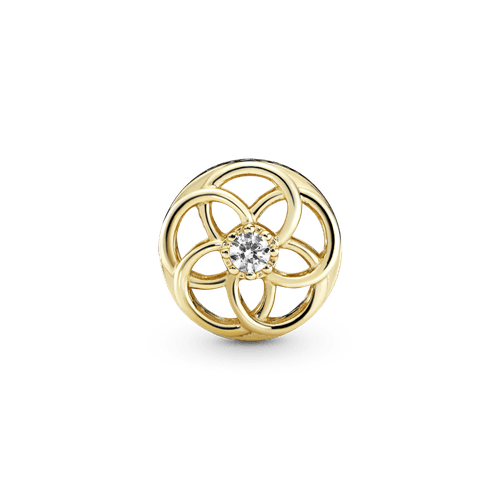 Charm  Floración de Amor Circonia Cúbica Clara en Oro de 14k