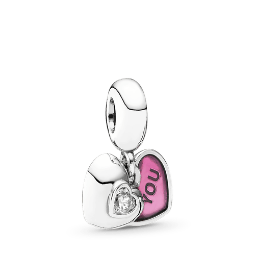 Charm colgante tú y yo esmalte fucsia