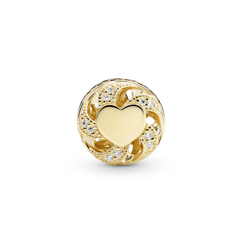 Charm de oro calado Corazón con listón