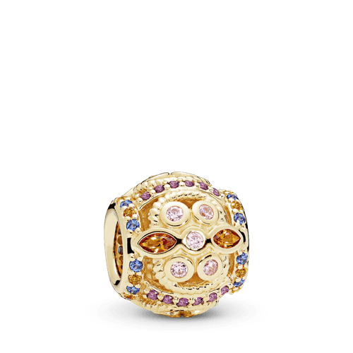 Charm de oro Color Fresco, cristales multicolores y cz rosada