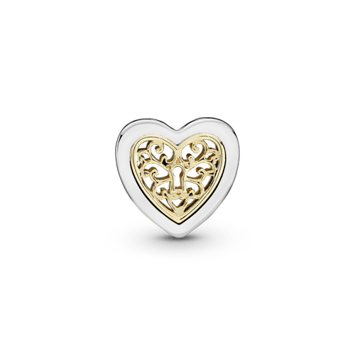 Charm dos tonos Corazón de filigrana calada