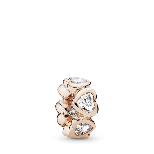 Charm espaciador corazón Recubrimiento en Oro Rosa de 14k