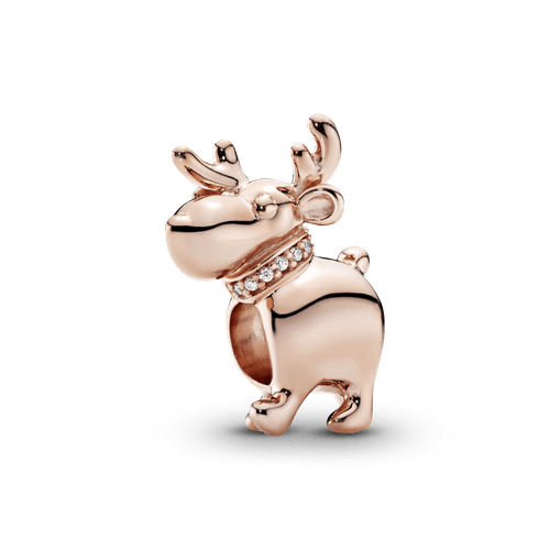 Charm Reno de Navidad Recubrimiento en Oro Rosa de 14k