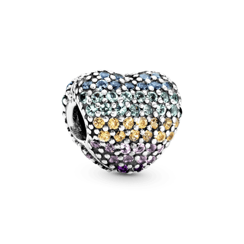 Clip Corazón con arcoíris de pavé
