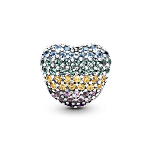 Clip Corazón con arcoíris de pavé