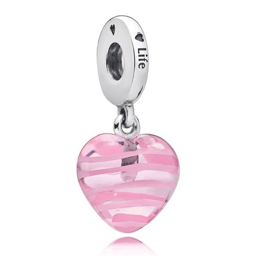Corazon de Vidrio de Cinta Rosada