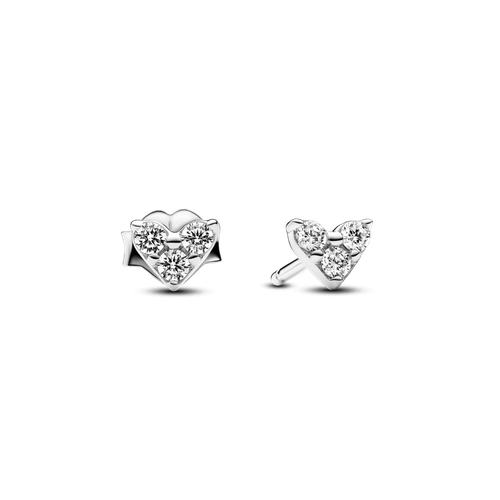 Aros de Botón Corazón y Triple Gema Plateado
