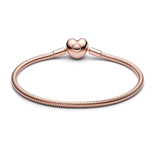 Brazalete de Cadena de Serpiente con Cierre de Corazón de Pandora Moments