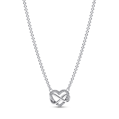 Collar Corazón Infinito Brillante Plateado