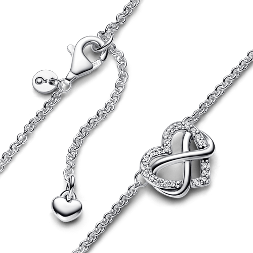 Collar Corazón Infinito Brillante Plateado
