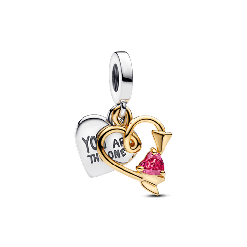 Charm Dije Doble Corazón Grabable y Flecha