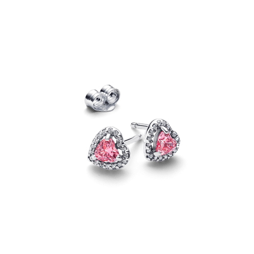 Aros de Botón Corazón Rosa