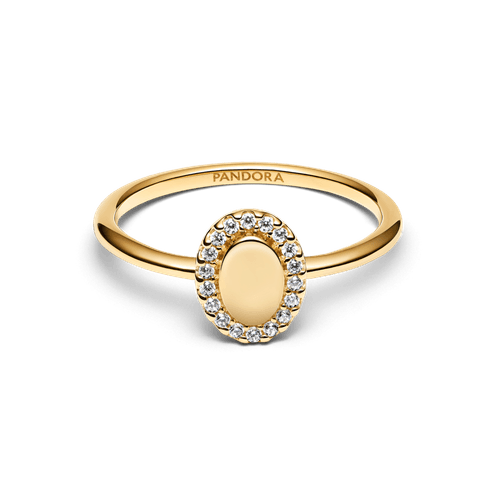 Anillo Halo Ovalado Grabable