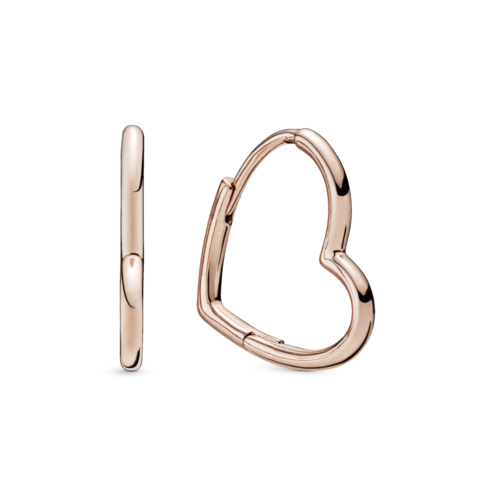 Aretes Pandora Oro Rosa Pandora Argollas Corazon Asimetrico