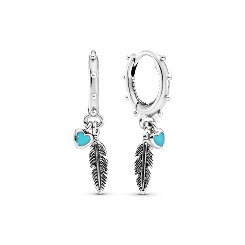 Argollas Pluma y corazones de turquesa