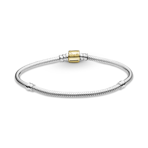 Brazalete Pandora Moments Con Cierre De Barril Cadena De Serpiente Dos Tonos