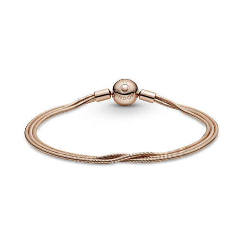 Brazalete Pandora Moments Multi Cadena De Serpiente En Recubrimiento en Oro Rosa de 14k
