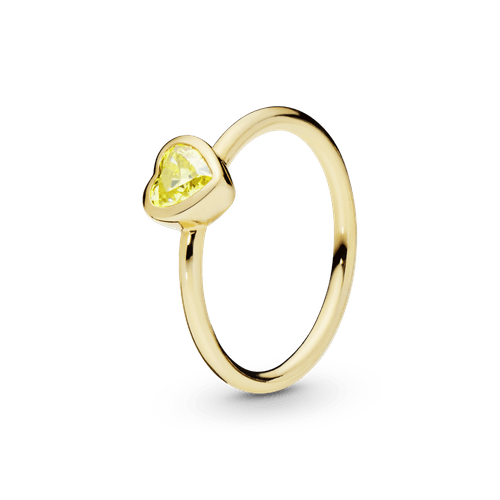 Anillo Corazón De Piedra Amarilla Recubrimiento en Oro de 14k