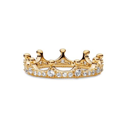 Anillo Corona deslumbrante transparente Recubrimiento en Oro de 14k