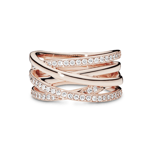 Anillo Entrelazado Cz Clara Recubrimiento en Oro Rosa de 14k