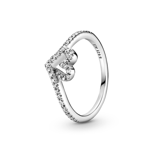 Anillo Hueso De Los Deseos Con Corazón Brillante