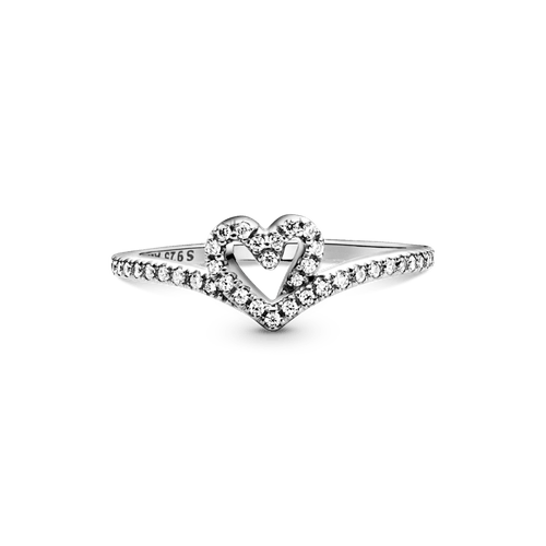 Anillo Hueso De Los Deseos Con Corazón Brillante