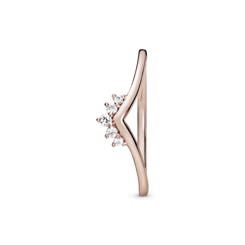 Anillo Hueso de los deseos con tiara Recubrimiento en Oro Rosa de 14k