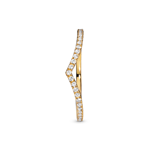 Anillo Hueso de los deseos deslumbrante Recubrimiento en Oro de 14k