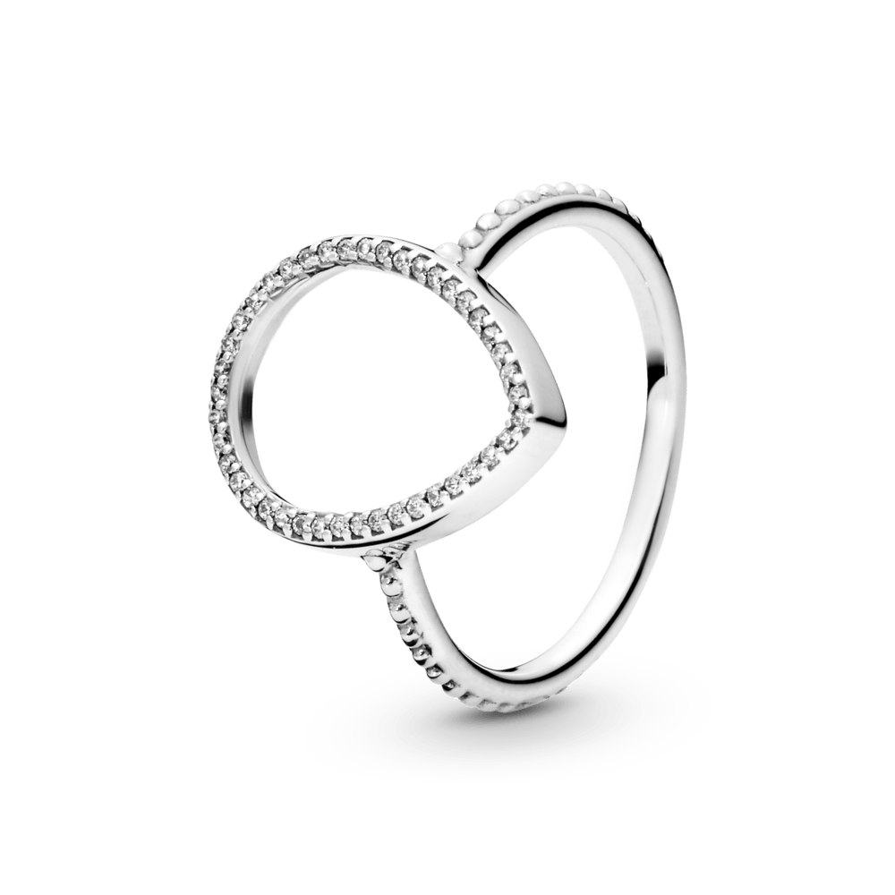 Pandora Plata Anillo Lagrima Pandora Anillo Silueta De Lágrima