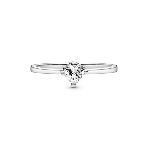 Anillo Solitario Corazón Transparente