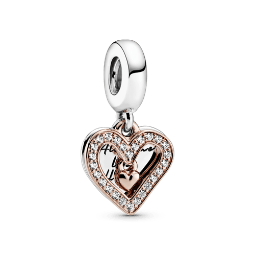 Charm Colgante Corazón resplandeciente Recubrimiento en Oro Rosa de 14k