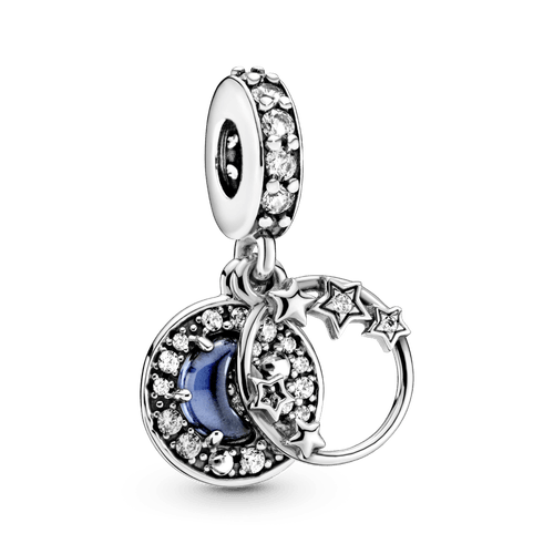 Charm Colgante De Luna Creciente Y Estrellas Azul Cielo Nocturno