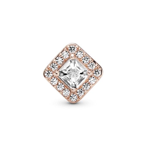 Charm cuadrado con halo brillante Recubrimiento en Oro Rosa de 14k