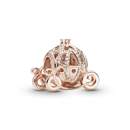Charm Recubrimiento en Oro Rosa de 14k De Carruaje Brillante Cenicienta De Disney